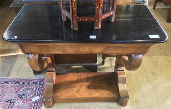 Console table on walnut base